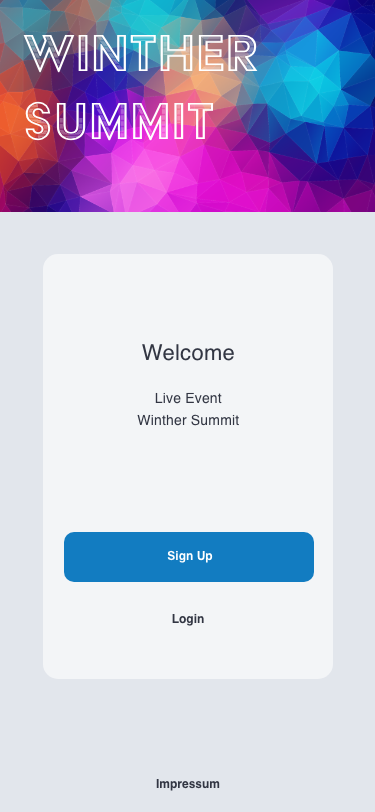 Startseite einer Eventplattform